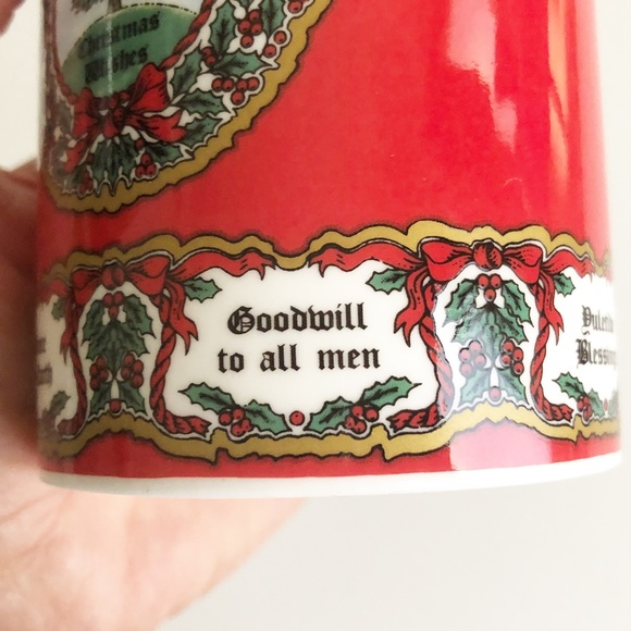 Halcyon Days "Christmas Wishes" English Fine Bone China Cup Holder Gold Rim - Picture 9 of 15